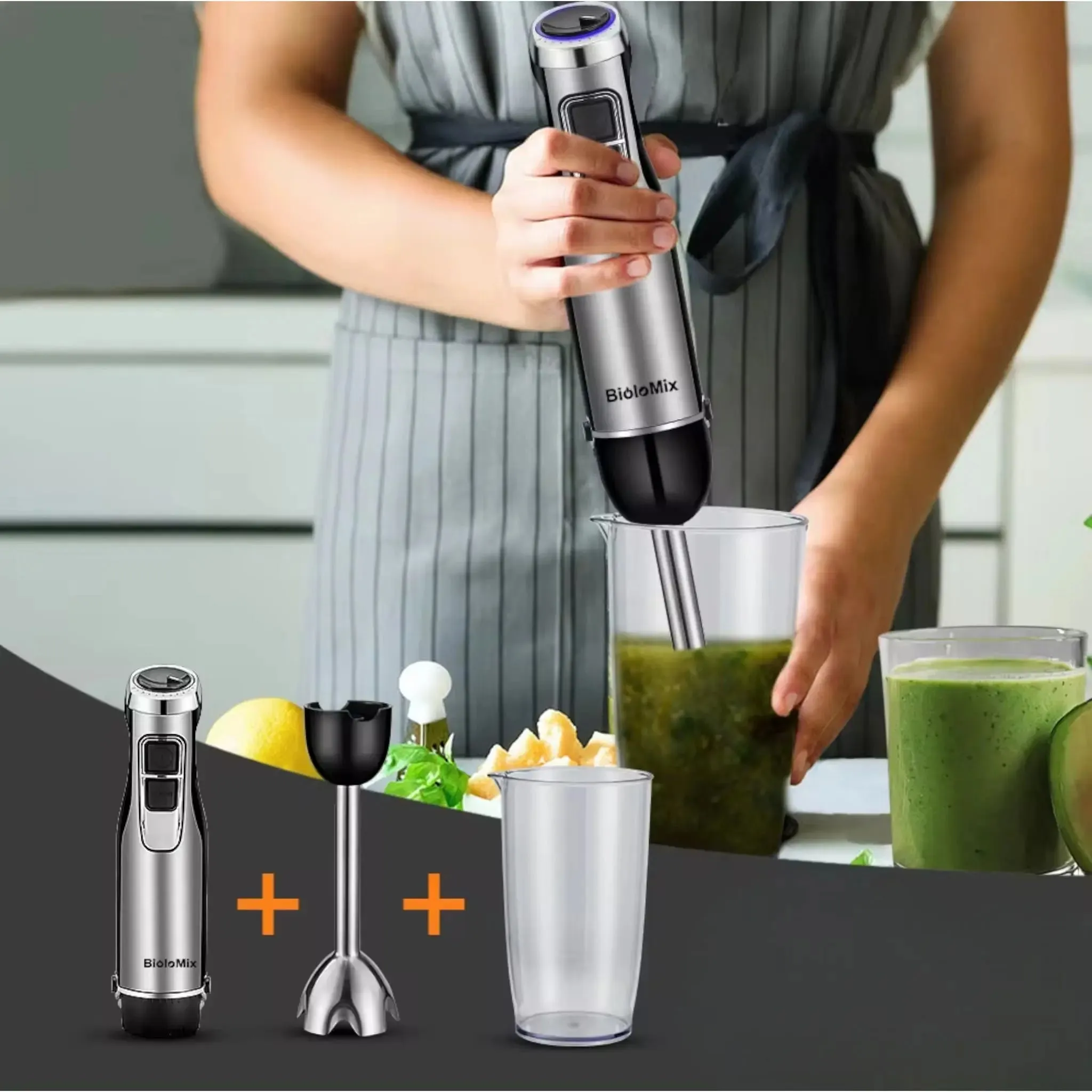 Immersion Hand Blender – 4-in-1 Stainless Steel Stick Blender