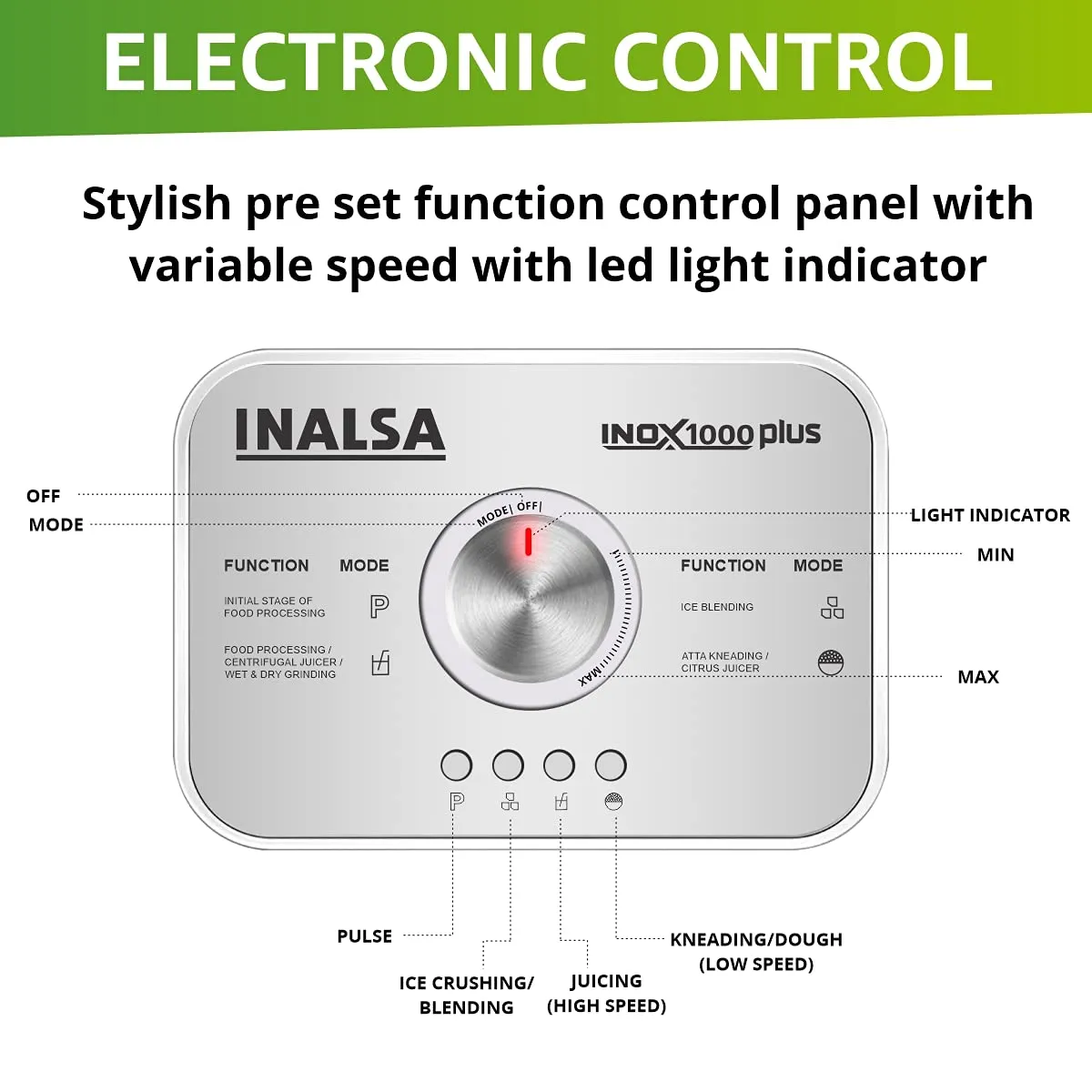 Inalsa INOX 1000 Plus Food Processor Professional with Mixer Grinder