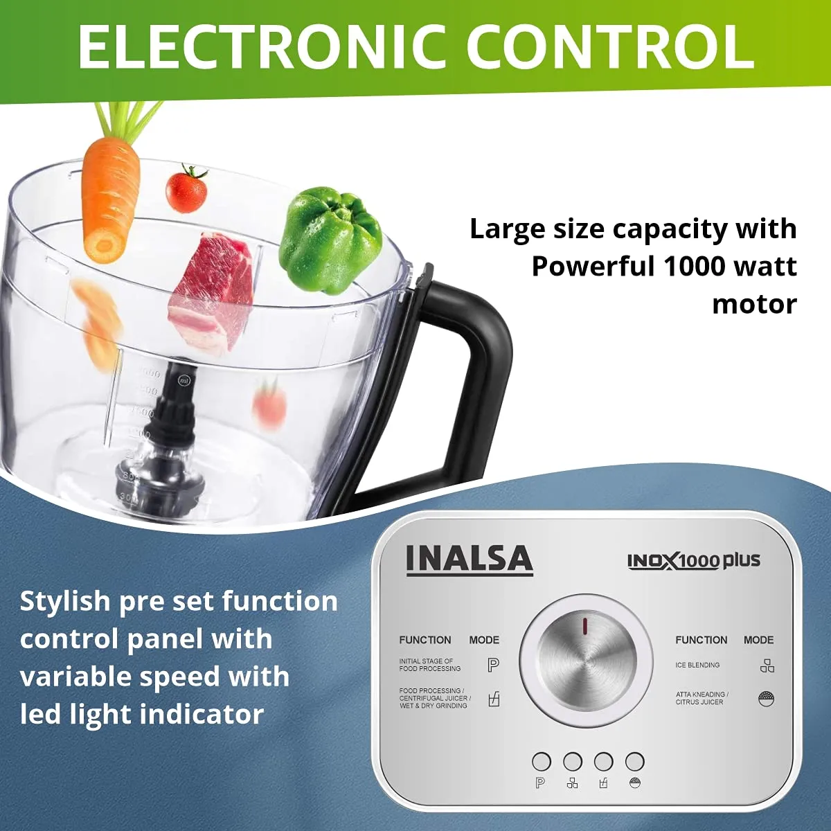 Inalsa INOX 1000 Plus Food Processor Professional with Mixer Grinder