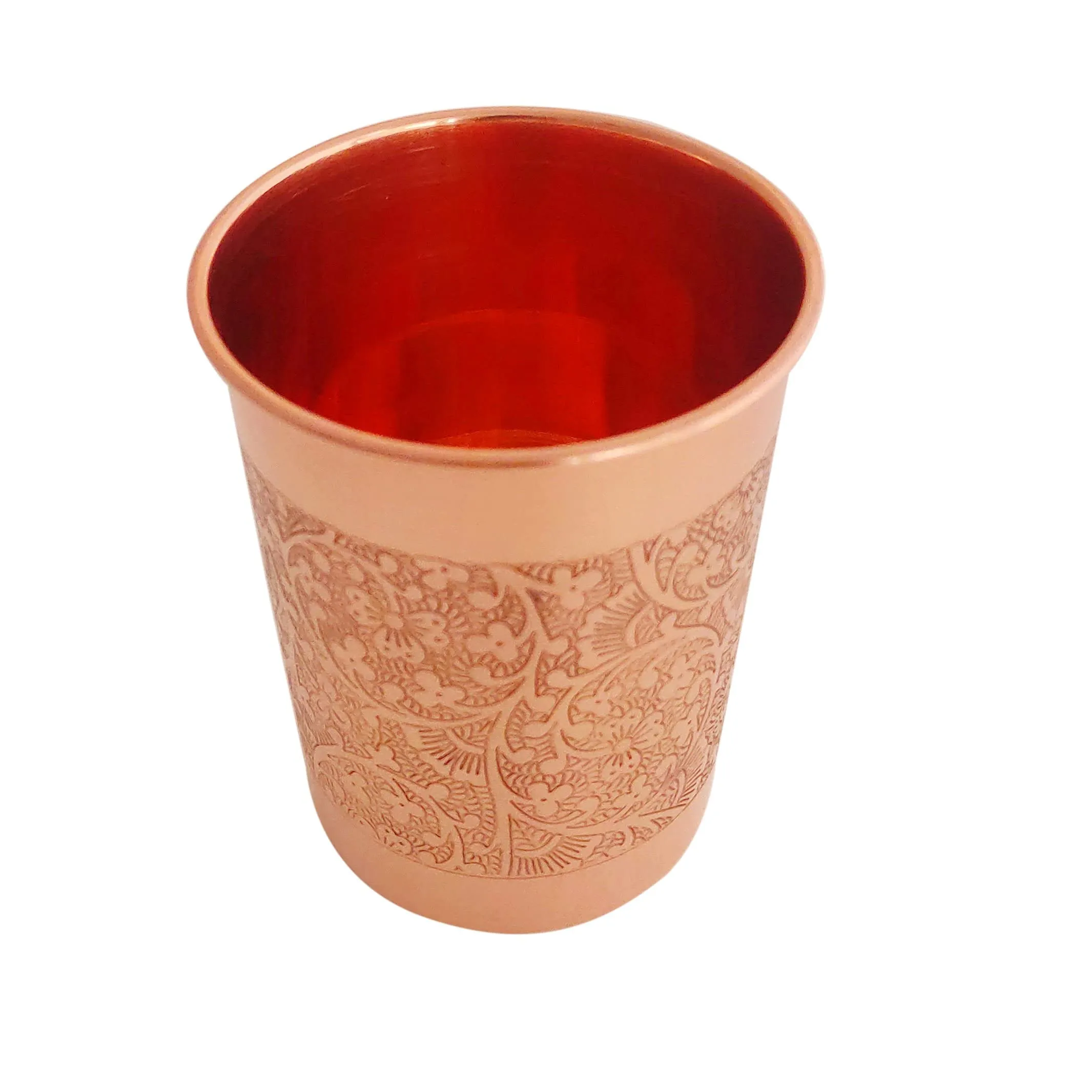 INDIAN ART VILLA Pure Copper Drinkware Gift Set of Embossed Design 1 Bottle & 2 Glass with Gift Box, Gift Item for Diwali, Bithday & Parties, Bottle-1 Litre & Glass-300 ml