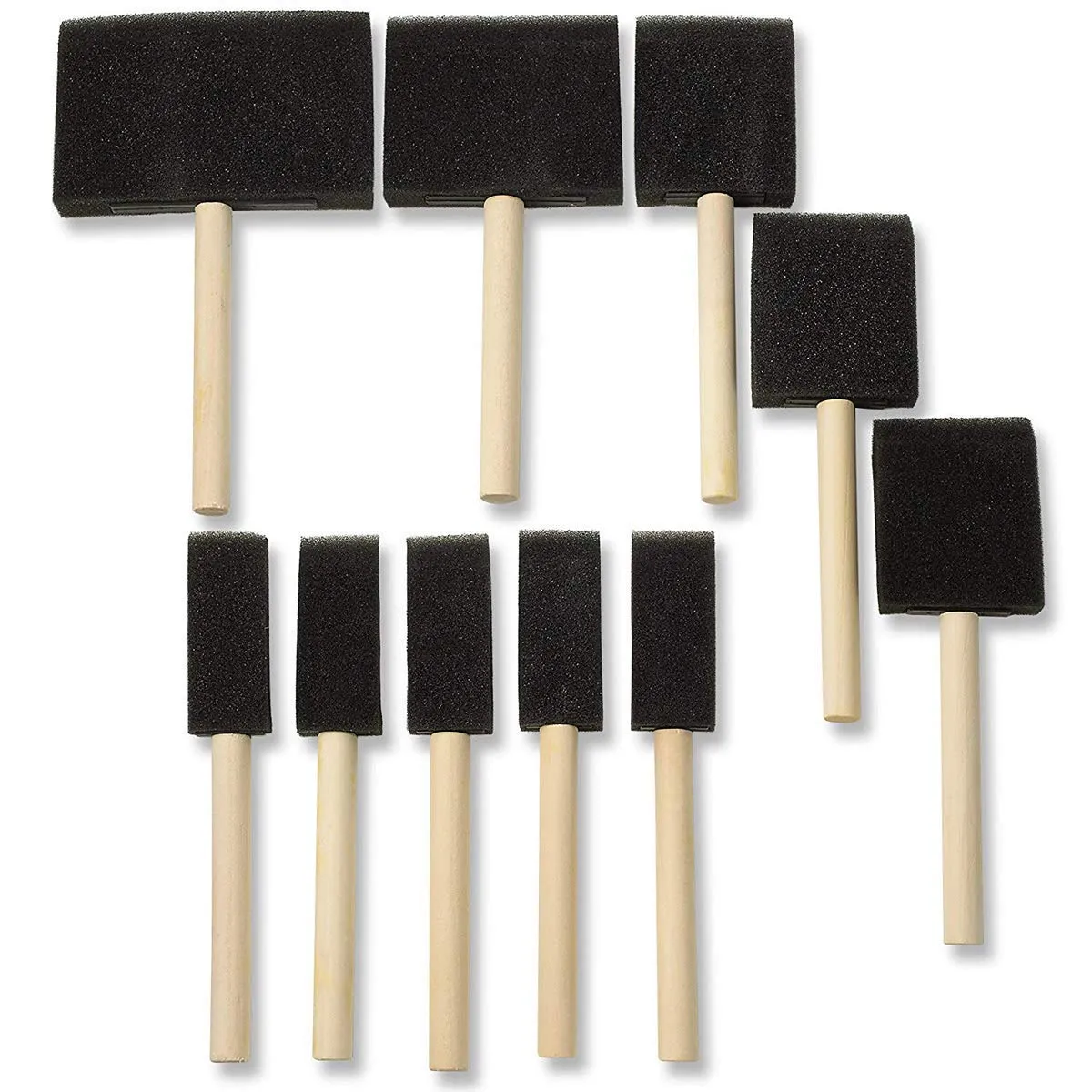 Katzco 10 Pack - Poly Foam Brushes with Wooden Handles - for Any Professional Paint Job