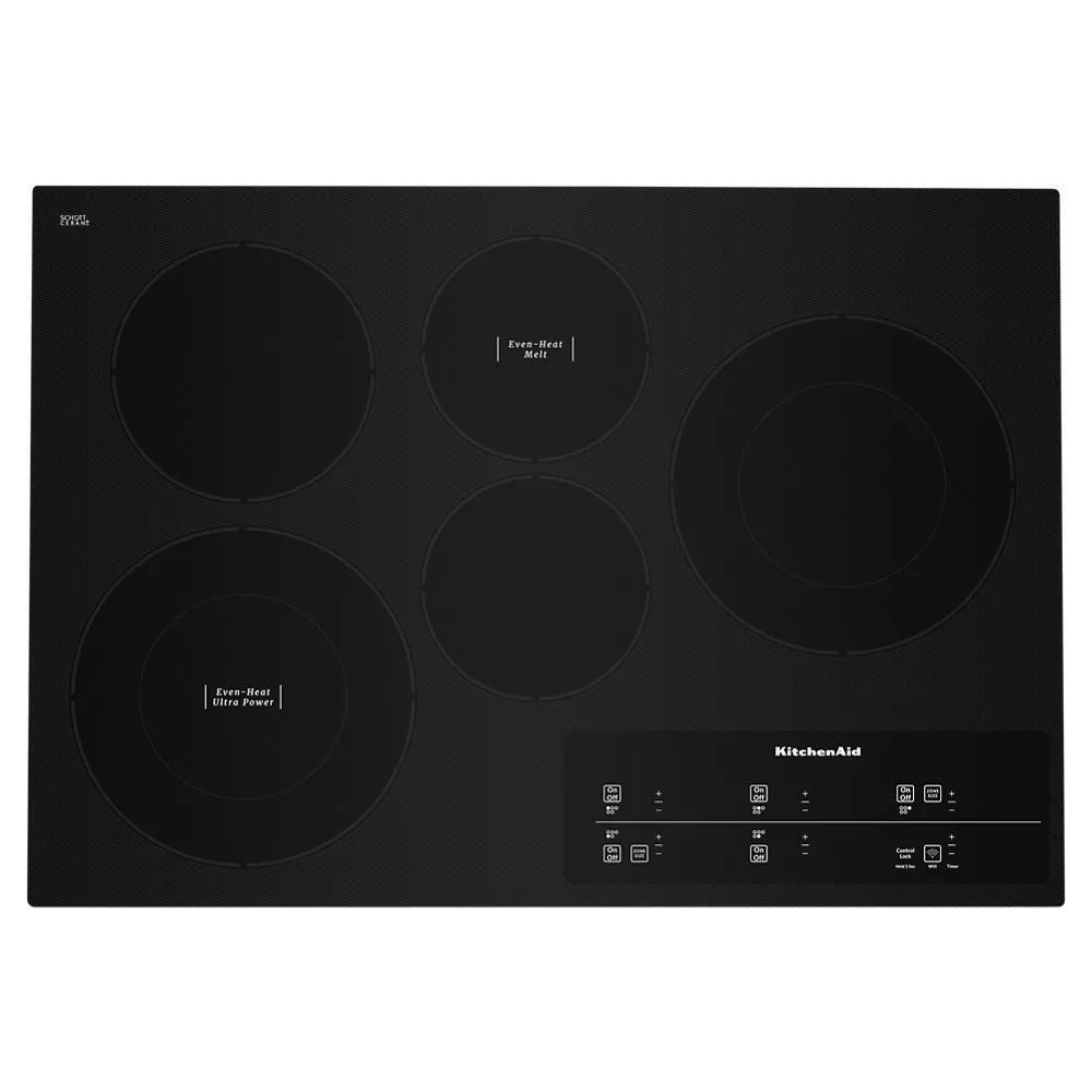 Kitchenaid KCES950KBL 30" Electric Cooktop with 5 Elements and Touch-Activated Controls