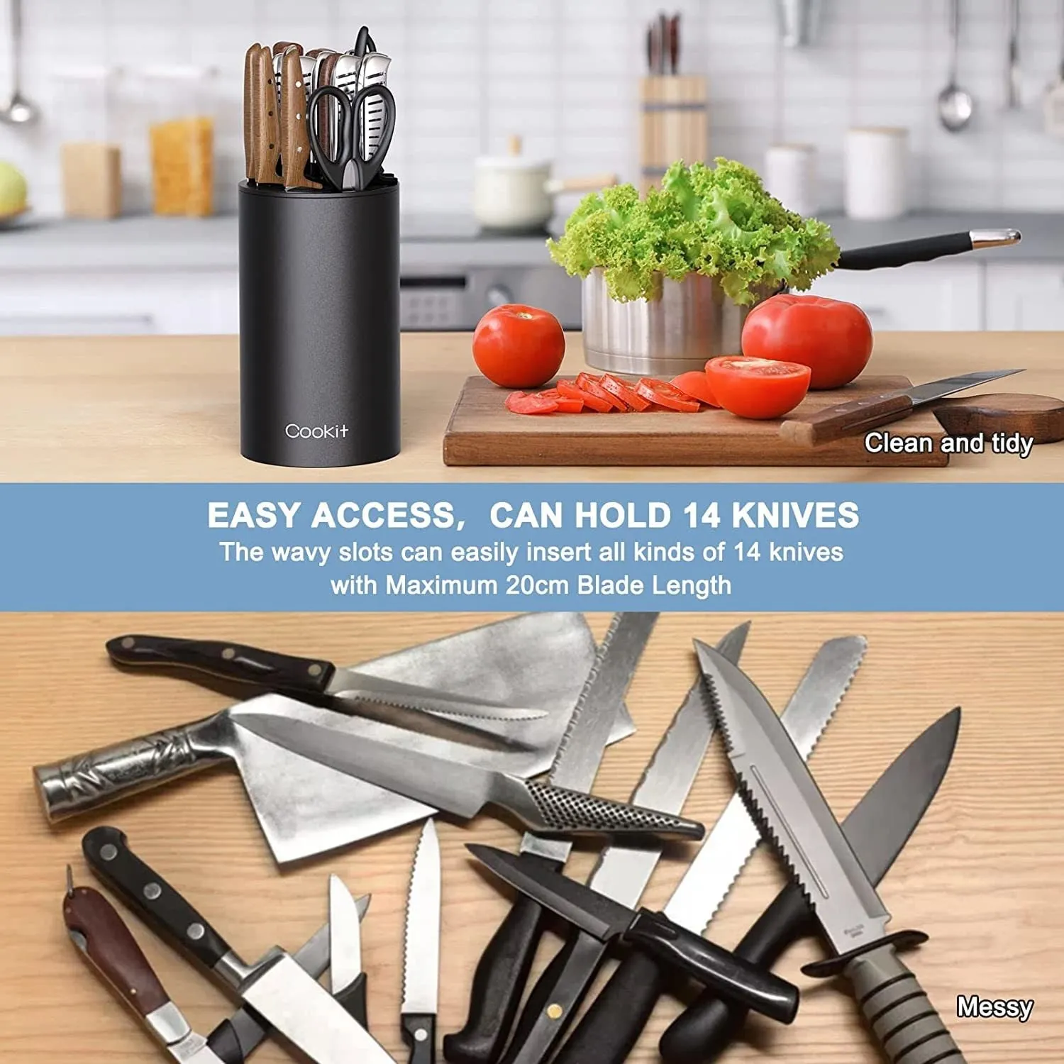 Knife Block Holder Knife Storage  Universal Knife Block - Knives not included Kitchen Accessories