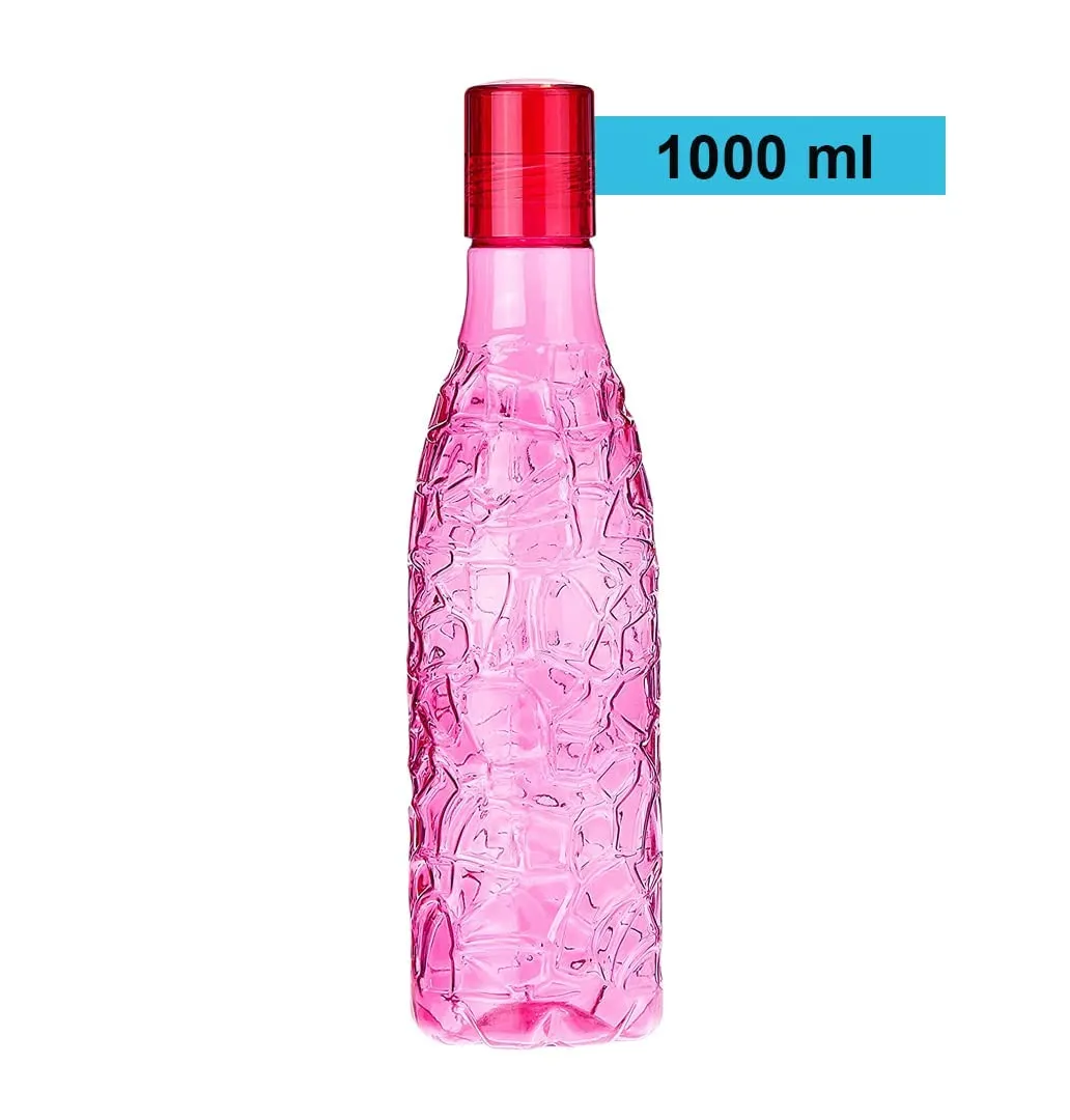 Kuber Industries BPA-Free Plastic Water Bottle|Leak Proof, Firm Grip, 100% Food Grade Plastic Bottles|for Home, Office, & Gym|Unbreakable, Freezer Proof, Fridge Water Bottle|Set of 4|Pink (Pack of 5)