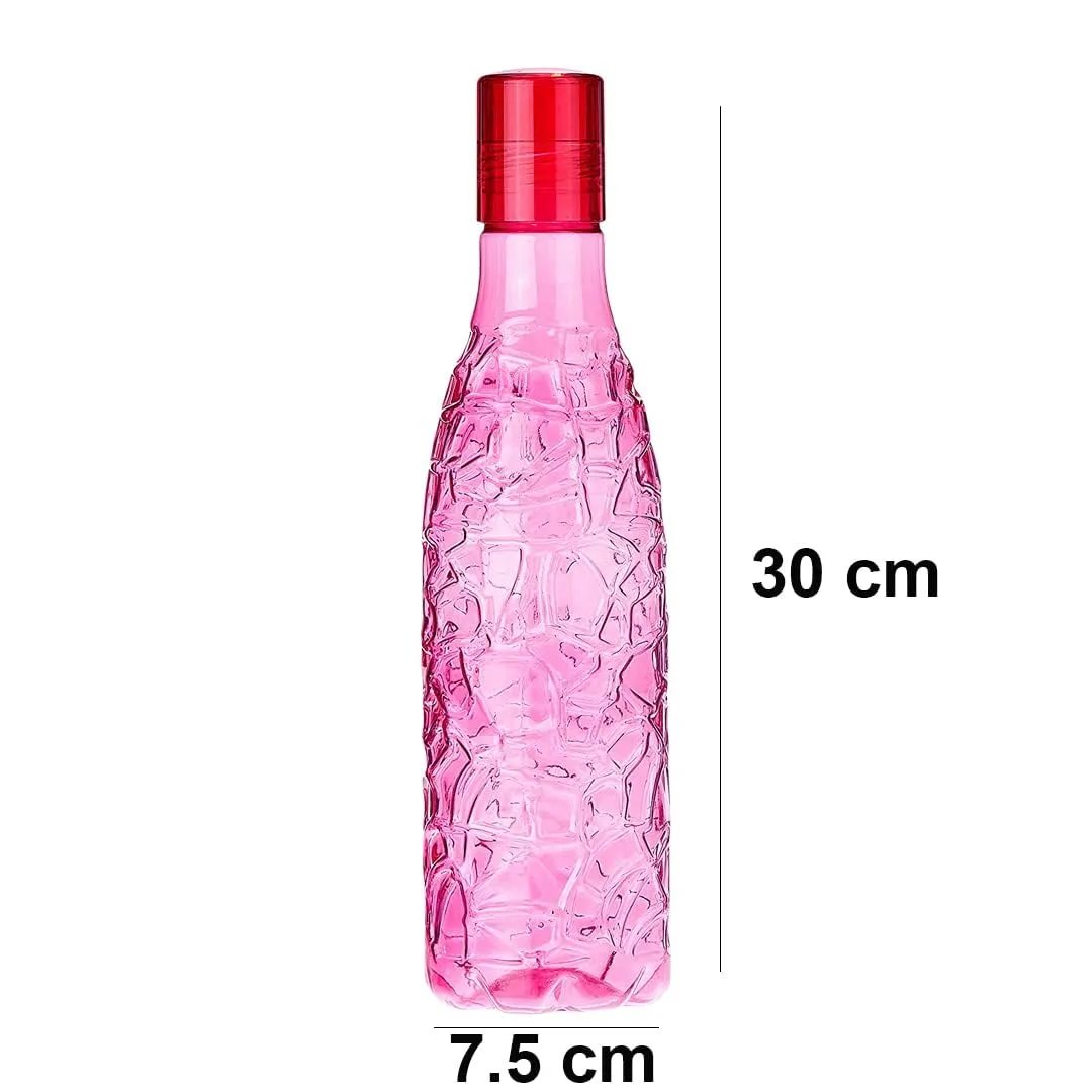 Kuber Industries BPA-Free Plastic Water Bottle|Leak Proof, Firm Grip, 100% Food Grade Plastic Bottles|for Home, Office, & Gym|Unbreakable, Freezer Proof, Fridge Water Bottle|Set of 4|Pink (Pack of 5)