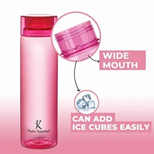 Kuber Industries Set of 6 Plastic Water Bottle | 1 Litre Round Plastic Water Bottle | Refrigerator Safe and BPA free PET Water Bottle |Perfect For School College Work Gym | Pack of 2 | Multicolour