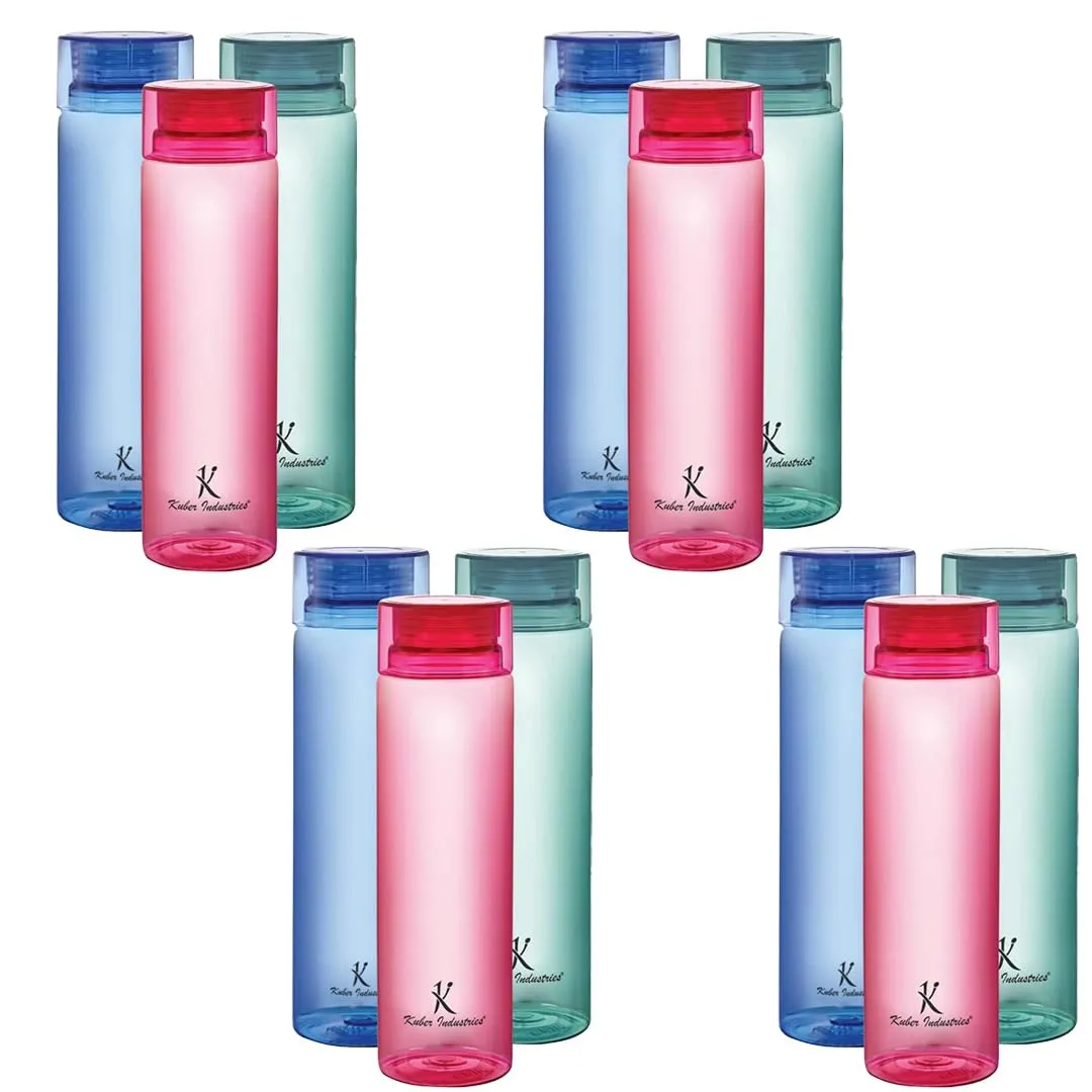 Kuber Industries Set of 6 Plastic Water Bottle | 1 Litre Round Plastic Water Bottle | Refrigerator Safe and BPA free PET Water Bottle |Perfect For School College Work Gym | Pack of 2 | Multicolour