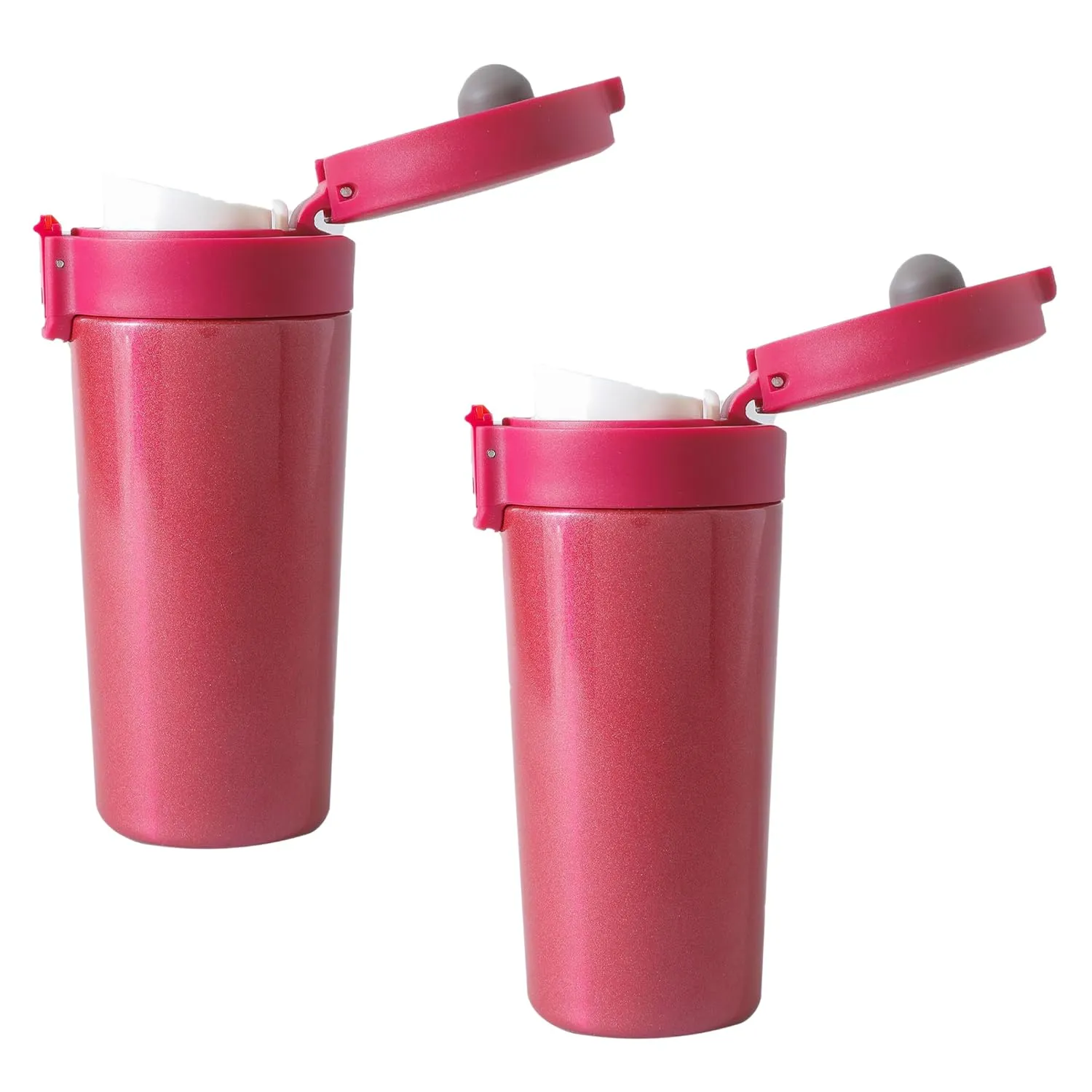 Kuber industries Stainless Steel Insulated Coffee Tumbler with Sipper Lid 380 ML-Pack of 2 (Red)