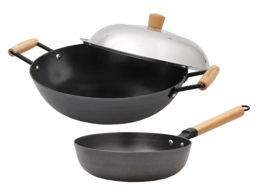 La Gourmet Nitrigan Cast Iron 34cm Wok   24cm Deep Frypan