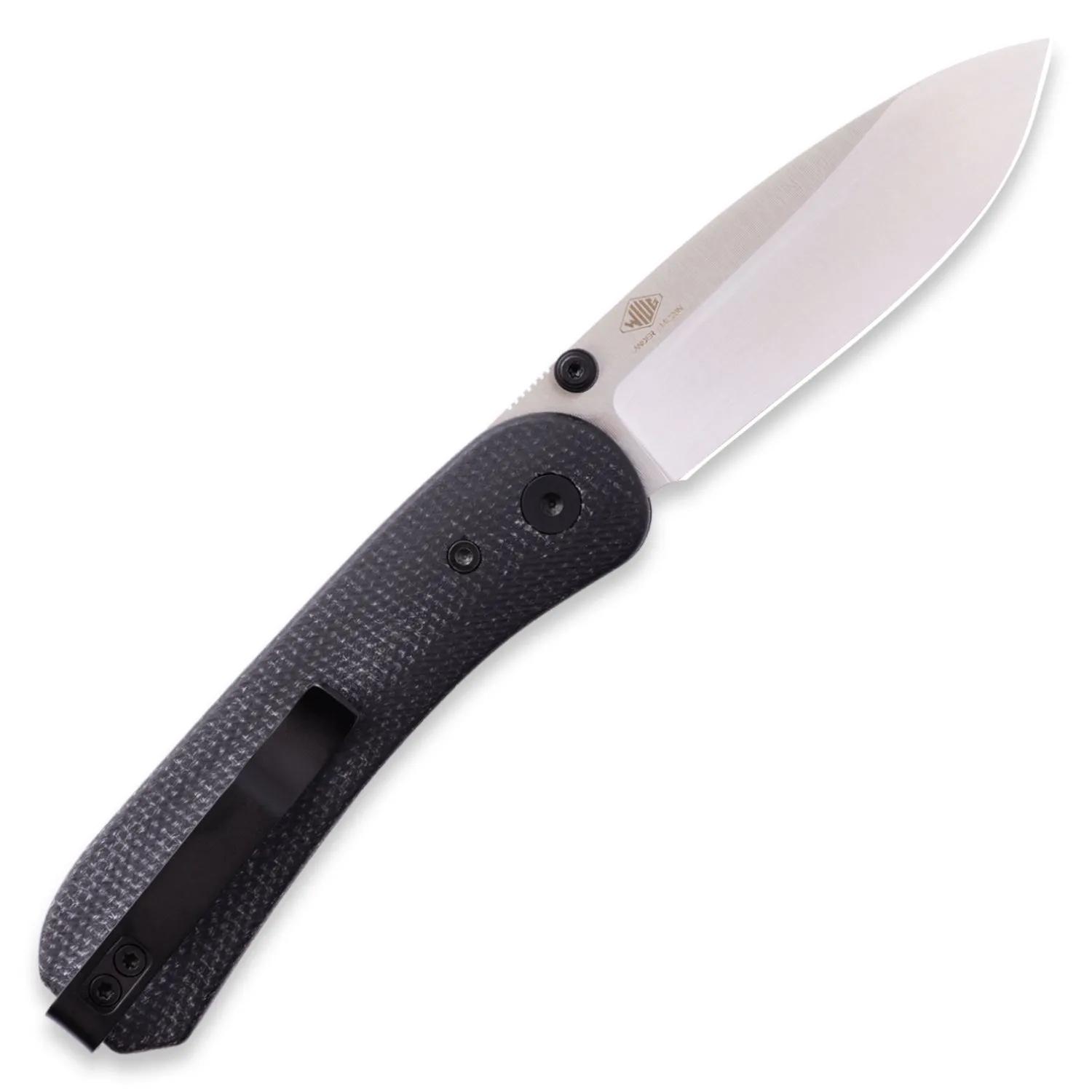 Lander 1 Pocket Knife - Contoured Black Micarta - 14C28N