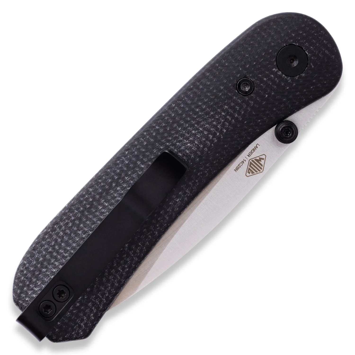 Lander 1 Pocket Knife - Contoured Black Micarta - 14C28N