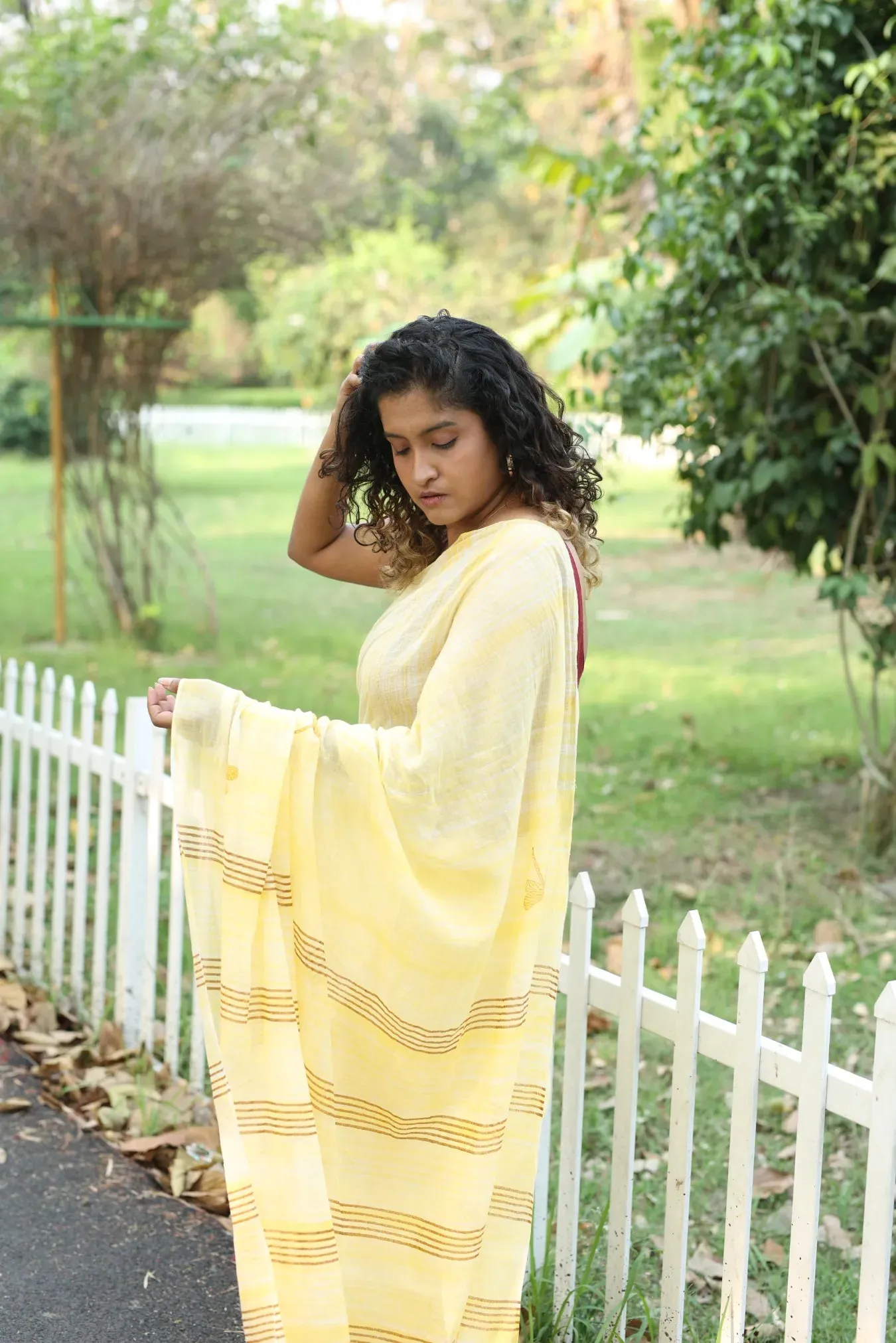 Lemon Sunlight Serenade Handloom Organic Cotton Saree