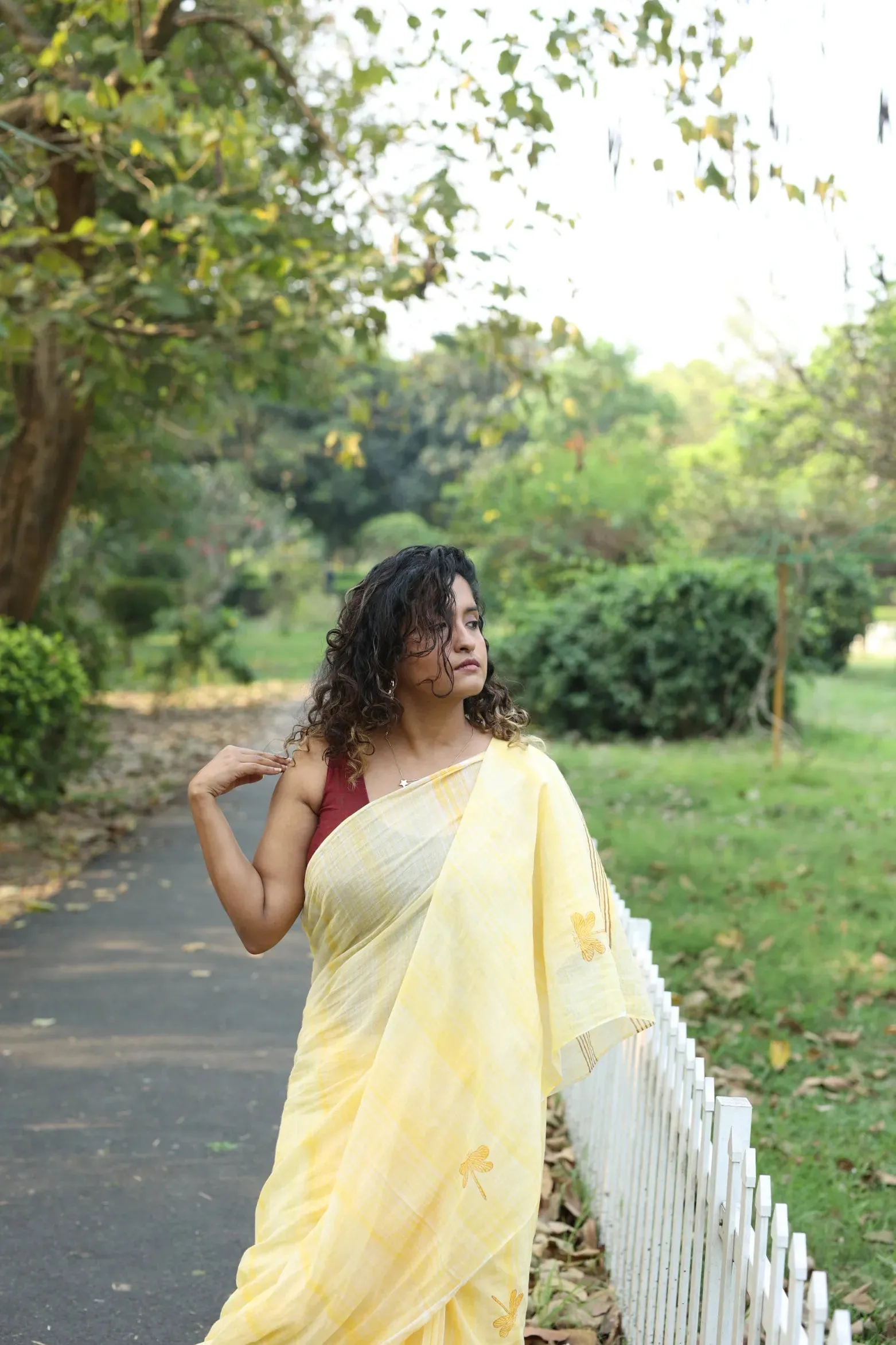 Lemon Sunlight Serenade Handloom Organic Cotton Saree