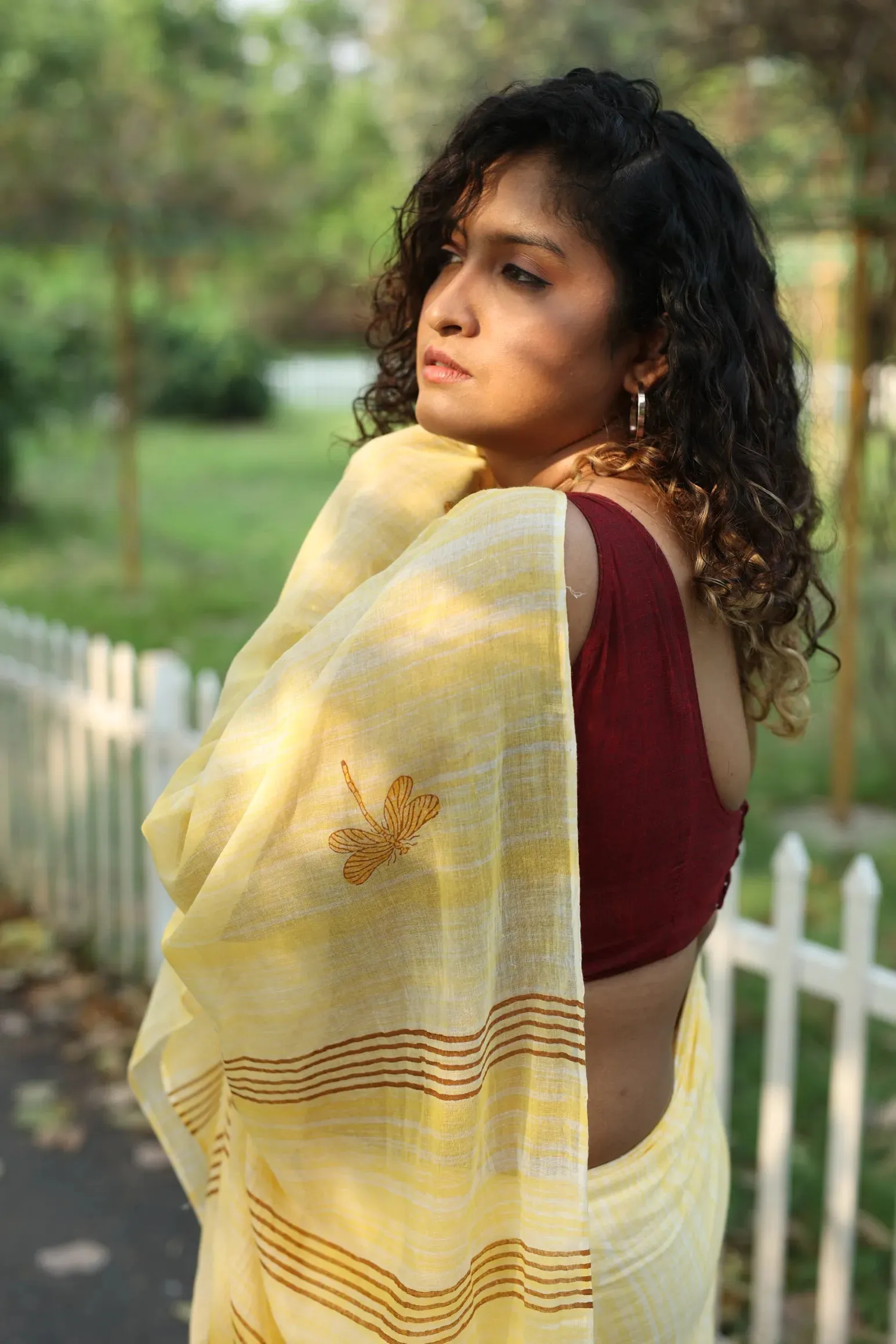 Lemon Sunlight Serenade Handloom Organic Cotton Saree