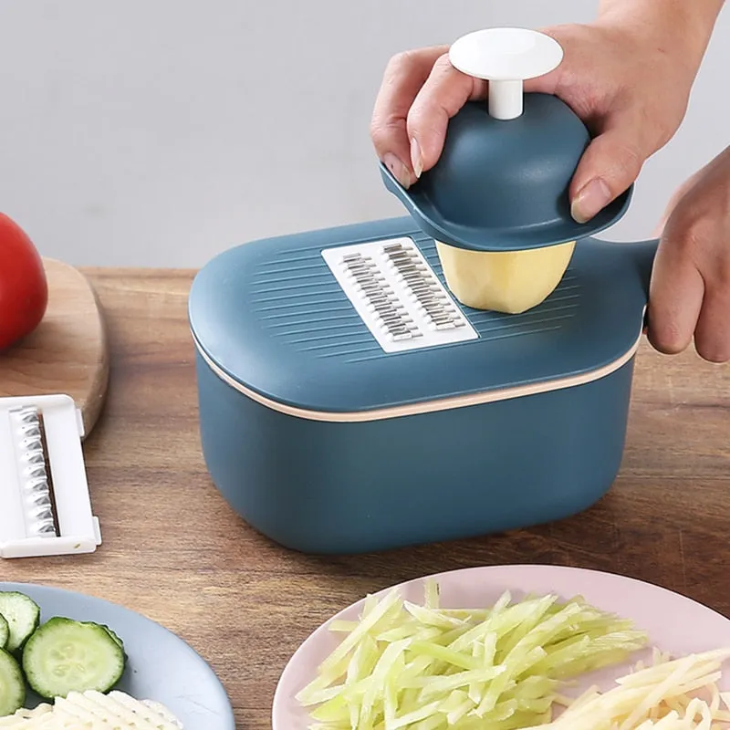 Multi-functional Vegetable Cutter With Variable Blades and a Strainer For Easier and Cleaner Cooking