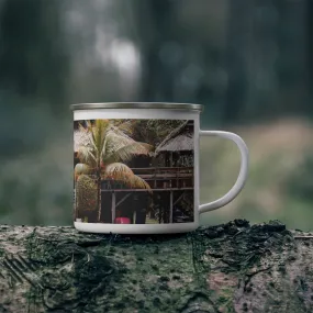 Nature Resort, Guyana, White Enamel Camp Mug – Durable, 12oz, Gift, Tropical, Souvenir, Travel, Keepsake