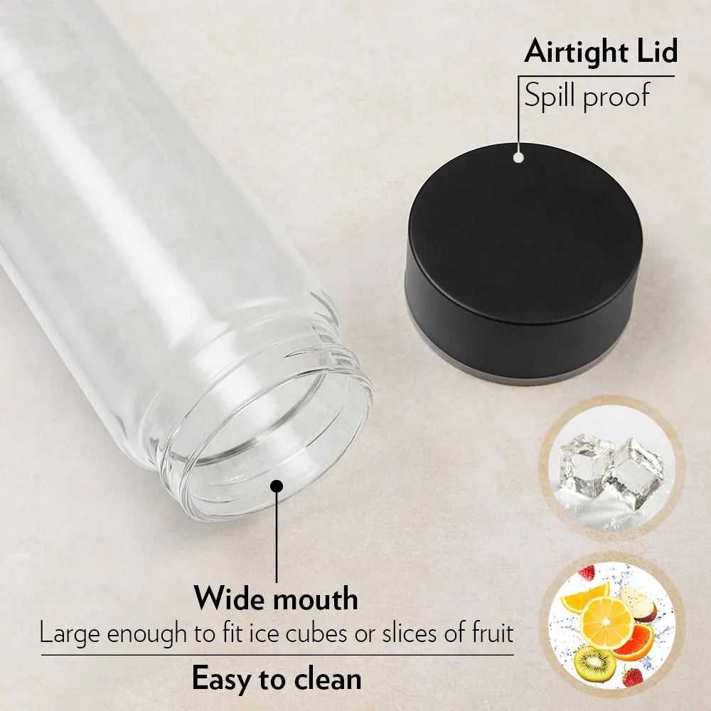 Neo Borosilicate Glass Bottle - Black Lid