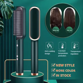 New 2 In 1 Hair Straightener Hot Comb Negative Electric Hair Brush