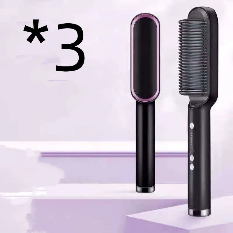 New 2 In 1 Hair Straightener Hot Comb Negative Electric Hair Brush