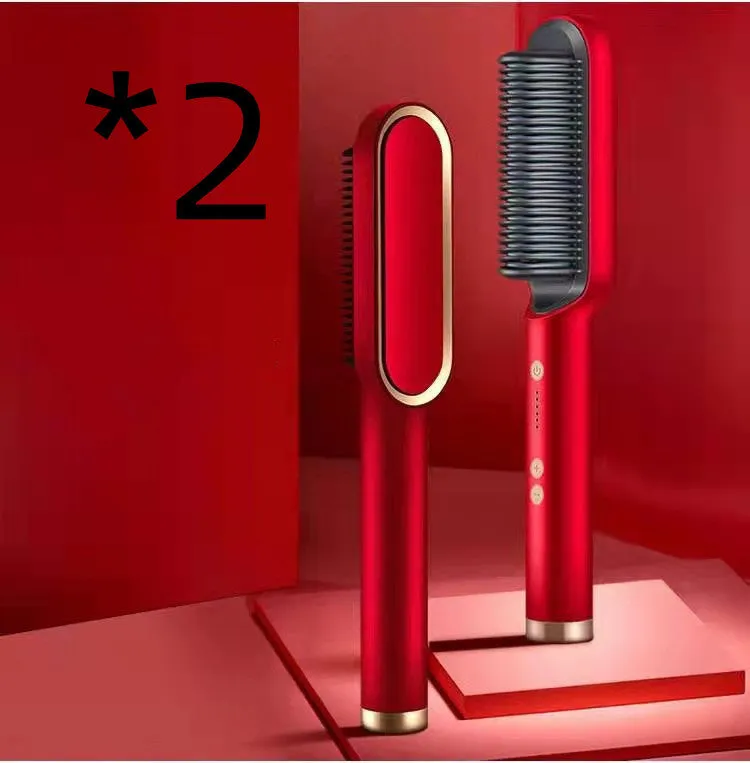 New 2 In 1 Hair Straightener Hot Comb Negative Electric Hair Brush