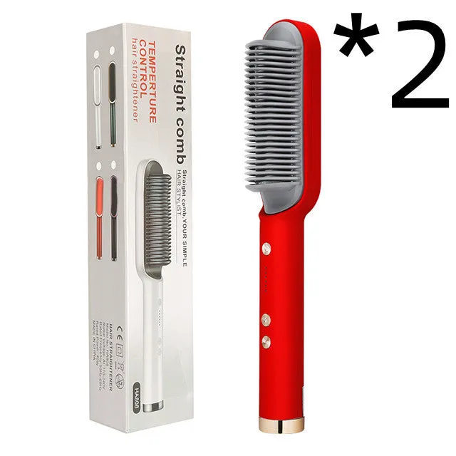 New 2 In 1 Hair Straightener Hot Comb Negative Electric Hair Brush