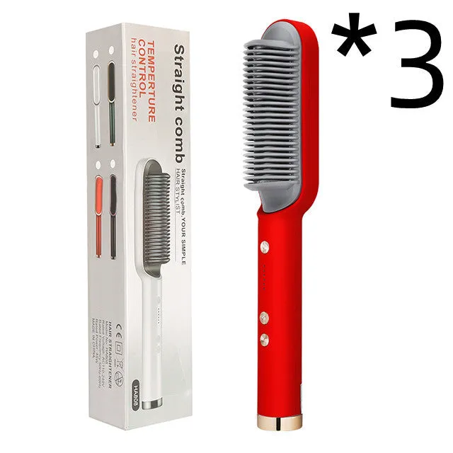 New 2 In 1 Hair Straightener Hot Comb Negative Electric Hair Brush