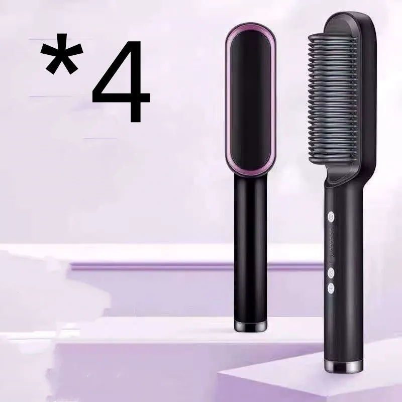 New 2 In 1 Hair Straightener Hot Comb Negative Electric Hair Brush