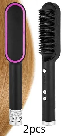 New 2 In 1 Hair Straightener Hot Comb Negative Electric Hair Brush