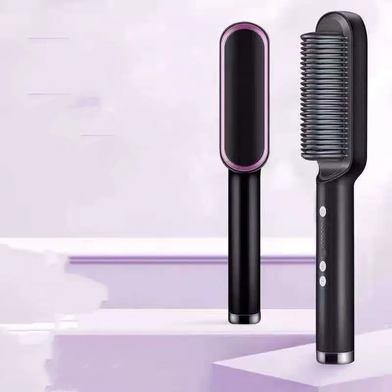 New 2 In 1 Hair Straightener Hot Comb Negative Electric Hair Brush