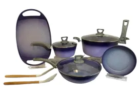 NEWARE bigger PURPLE Terracotta 10 Piece Cooking Set with GRIDDLE / Batería mas GRANDE de 10 piezas de Terracotta MORADO con COMAL