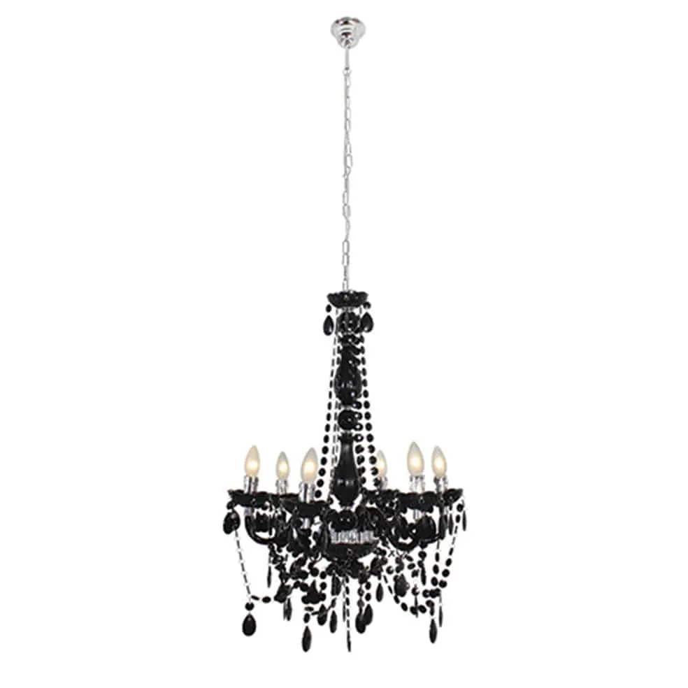 Octave Metal and Crystal Chandelier Light Black | Clear