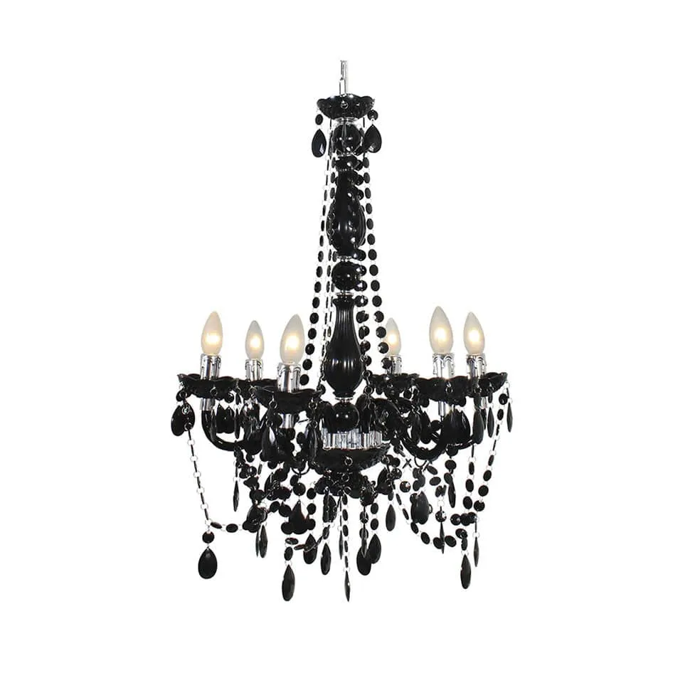 Octave Metal and Crystal Chandelier Light Black | Clear