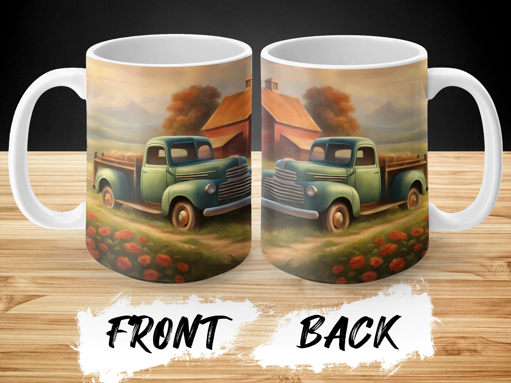 Old Barn Flowers and Blue Truck Mug, Coffee Mug, Mom Mug, Gift for Mom, Farmhouse Design, Farmhouse Mug, Country Mug