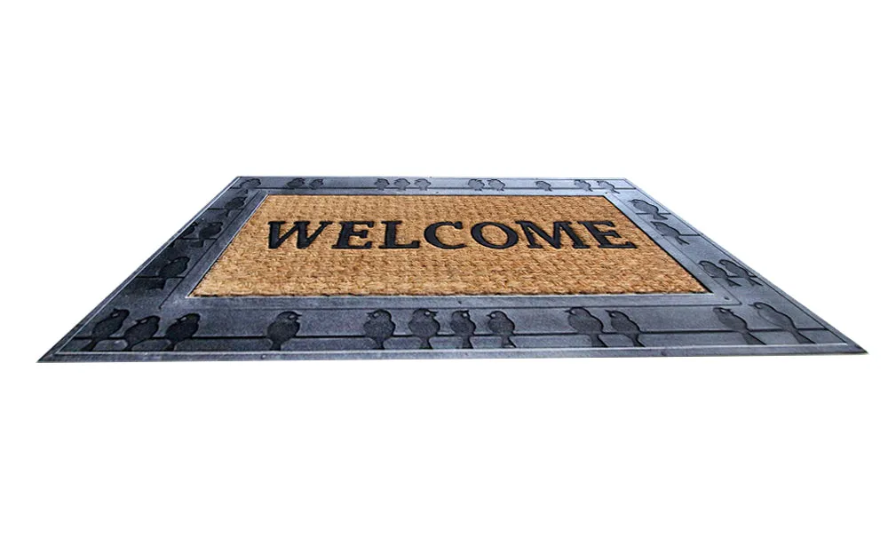 OnlyMat Bird Design on Rubber Border Natural Coir Doormat