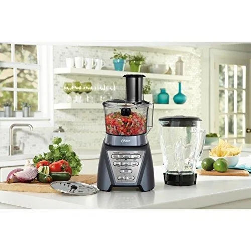 Oster Pro 1200 Blender with Professional Tritan Jar and Food Processor attachment, Metallic Grey