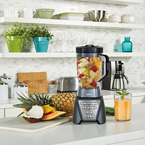 Oster Pro 1200 Blender with Professional Tritan Jar and Food Processor attachment, Metallic Grey