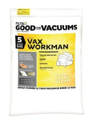 Pacvac Glide & Vax Workman Microfibre Vacuum Bag White x 5's pack