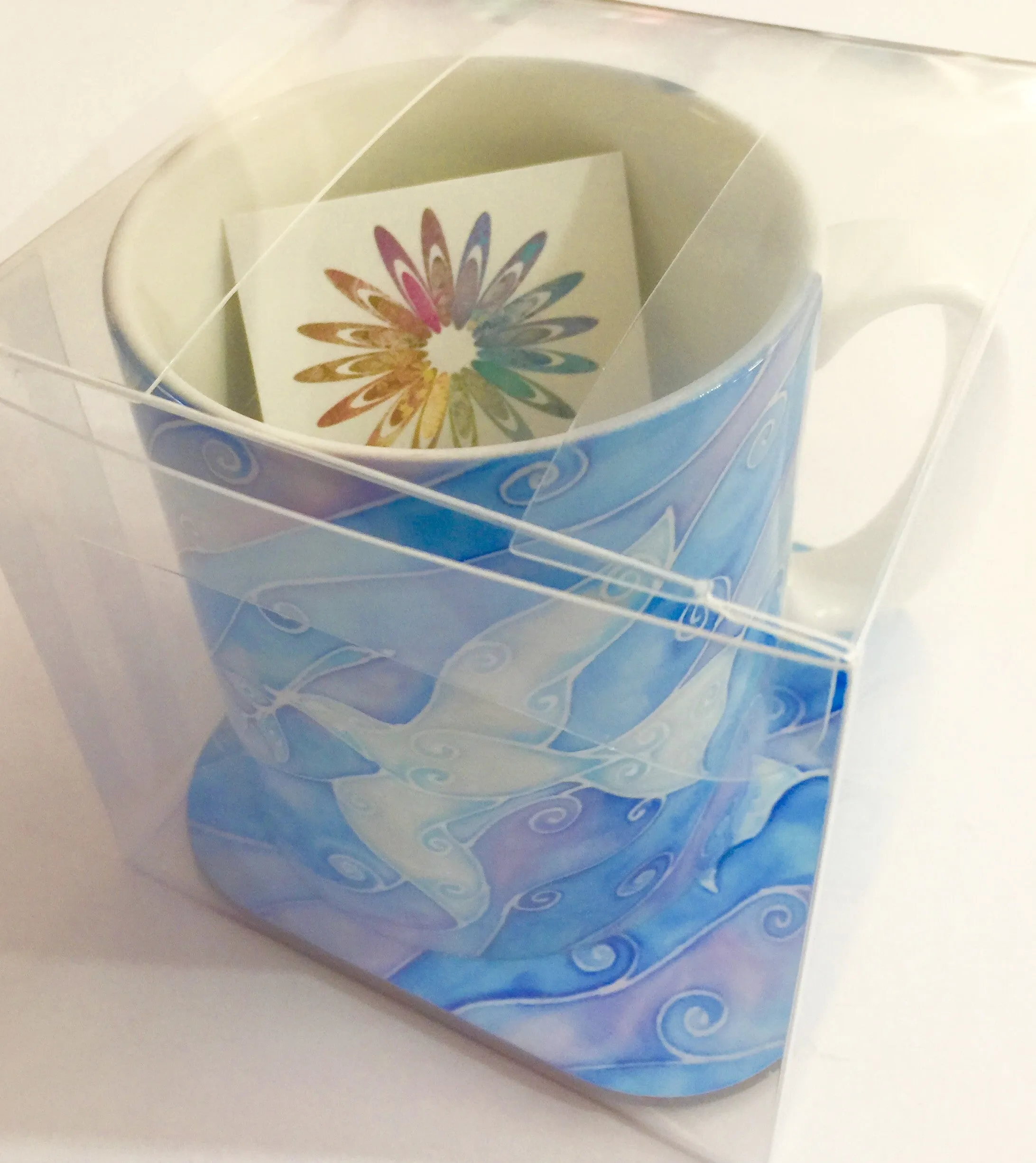 Peace Dove Mug and Coaster - White and Blue Mug Set - Dove of Peace Mug Gift