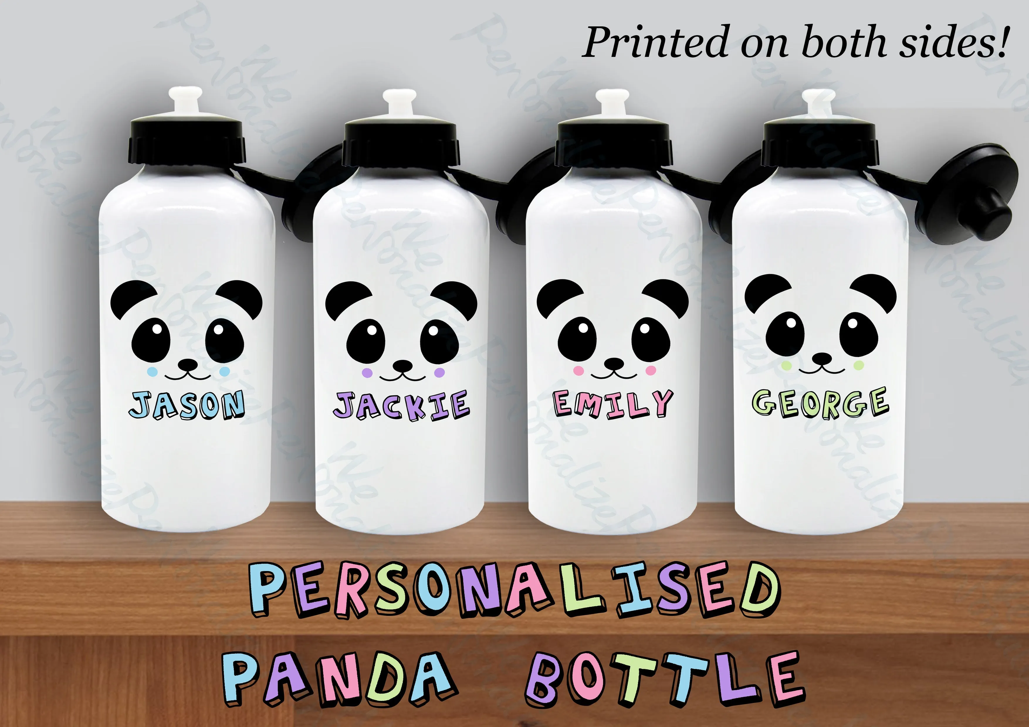 Personalised Kawaii Panda Water Bottle