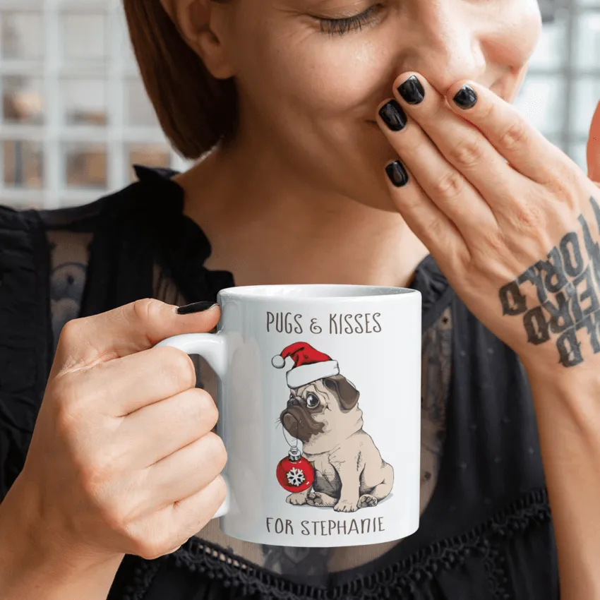 Personalised Pugs and Kisses Mug