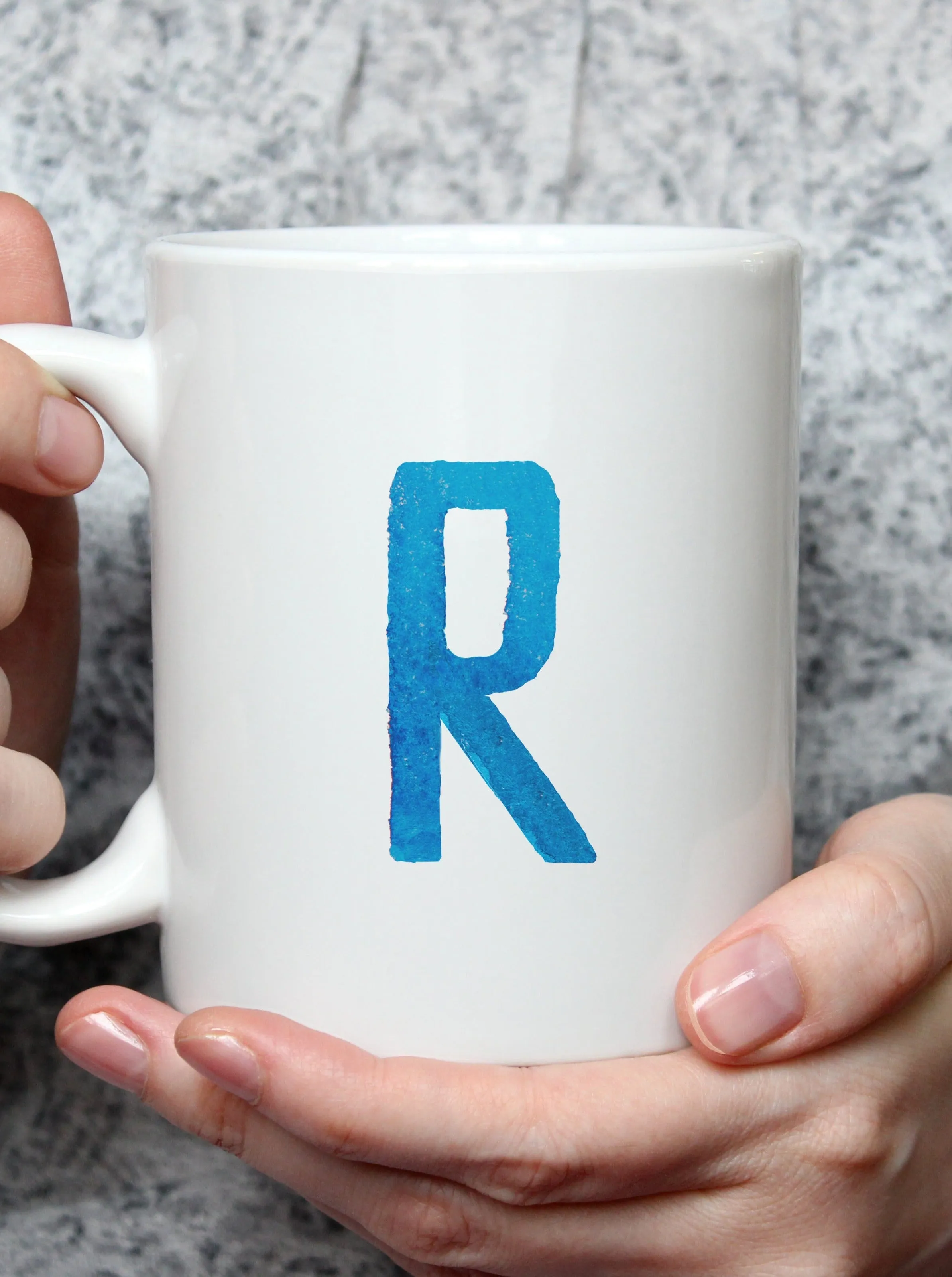 Personalized Blue Initial Letter Coffee Mug