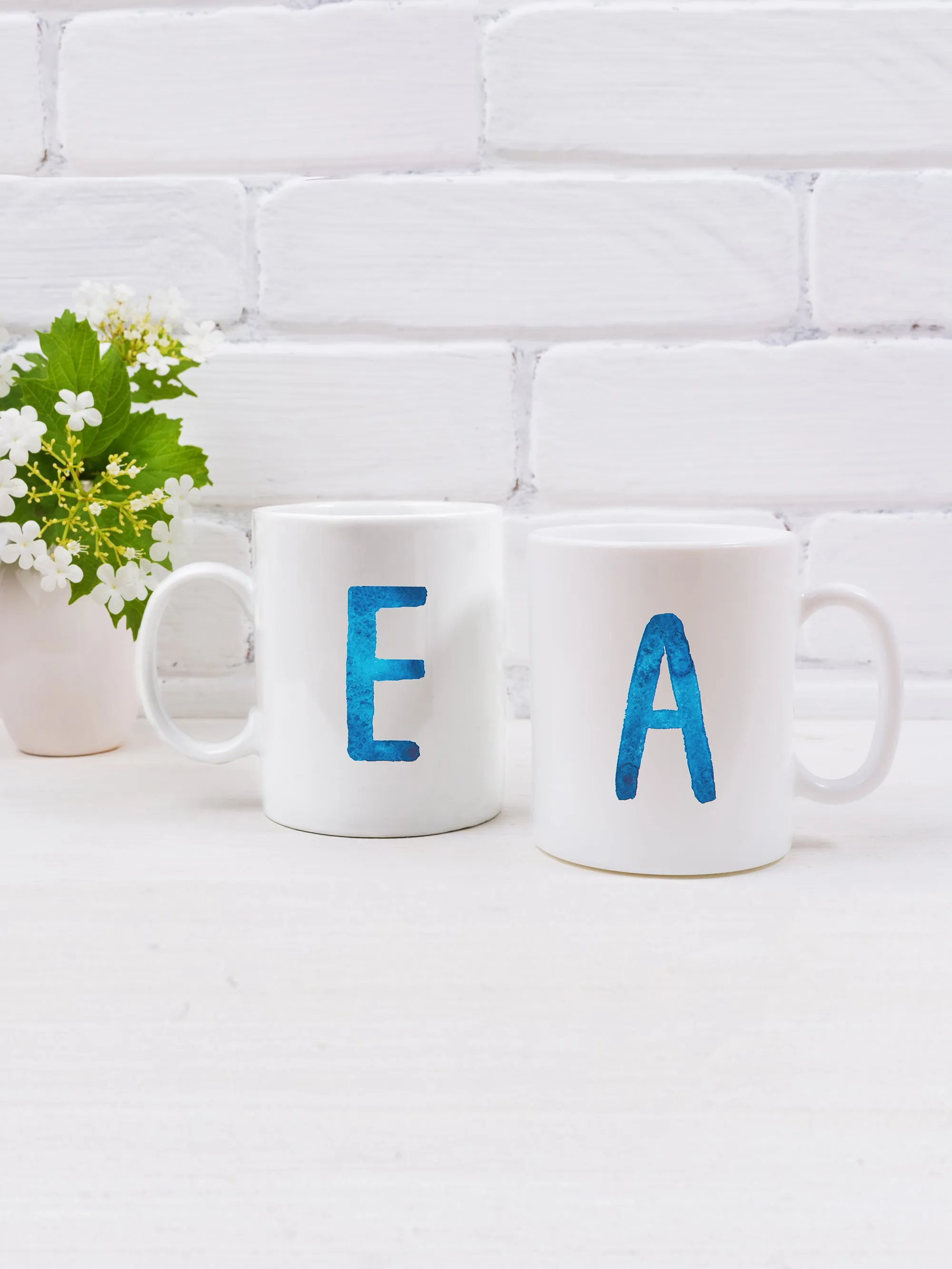 Personalized Blue Initial Letter Coffee Mug