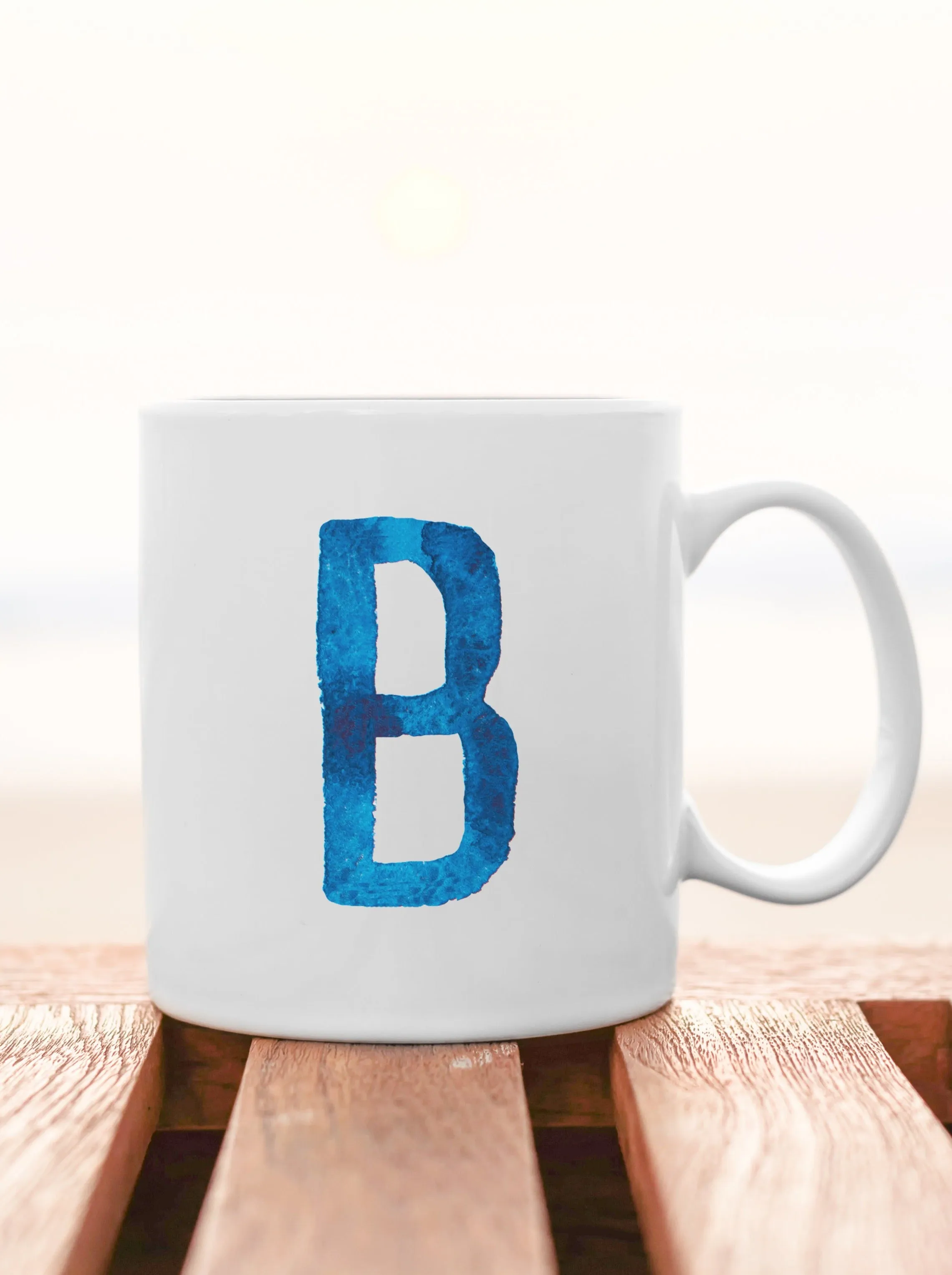 Personalized Blue Initial Letter Coffee Mug