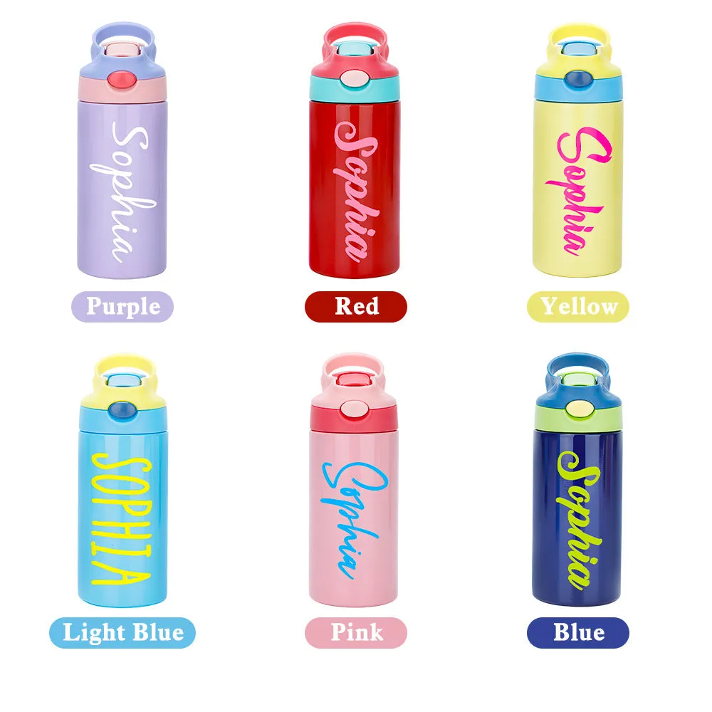 Personalized Name Water Bottles Custom 12oz Water Bottles Cute Back to School Gifts for Kids