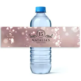 Pink Blush Bokeh Water Bottle Labels