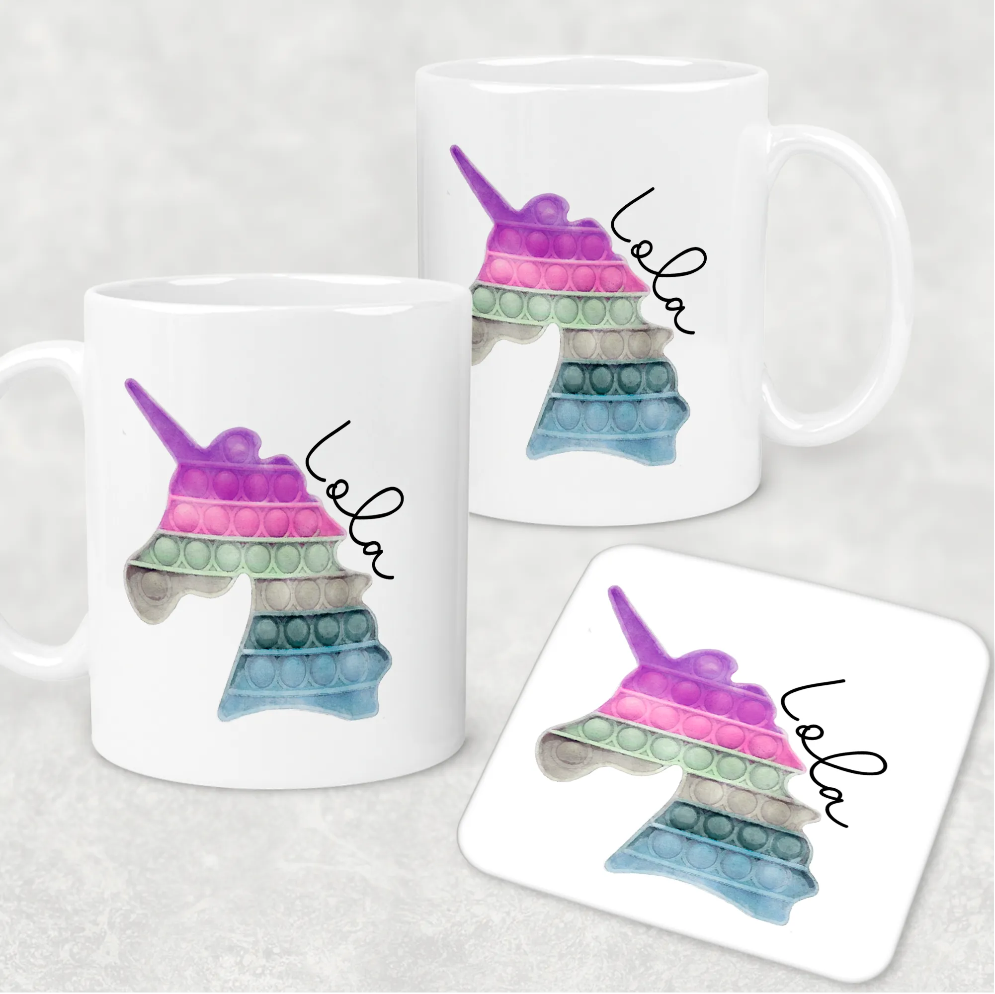 Pop It Fidget Personalised Mug and Coaster Set