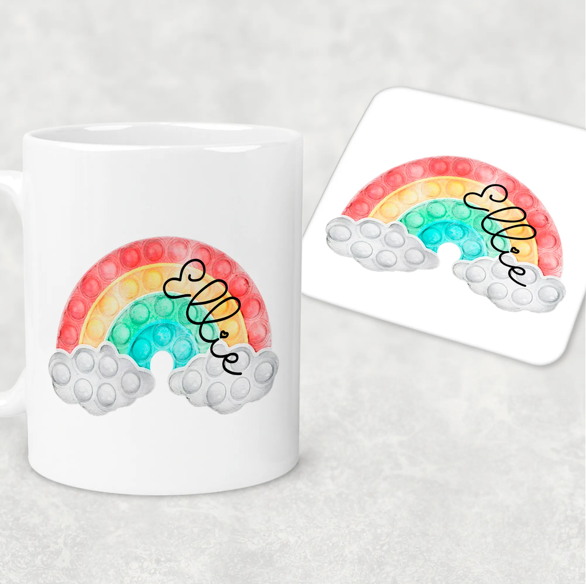 Pop It Fidget Personalised Mug and Coaster Set