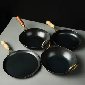 Pure Iron Handmade Family Combo (Kadai  Fry Pan  Wok  Dosa Tawa)