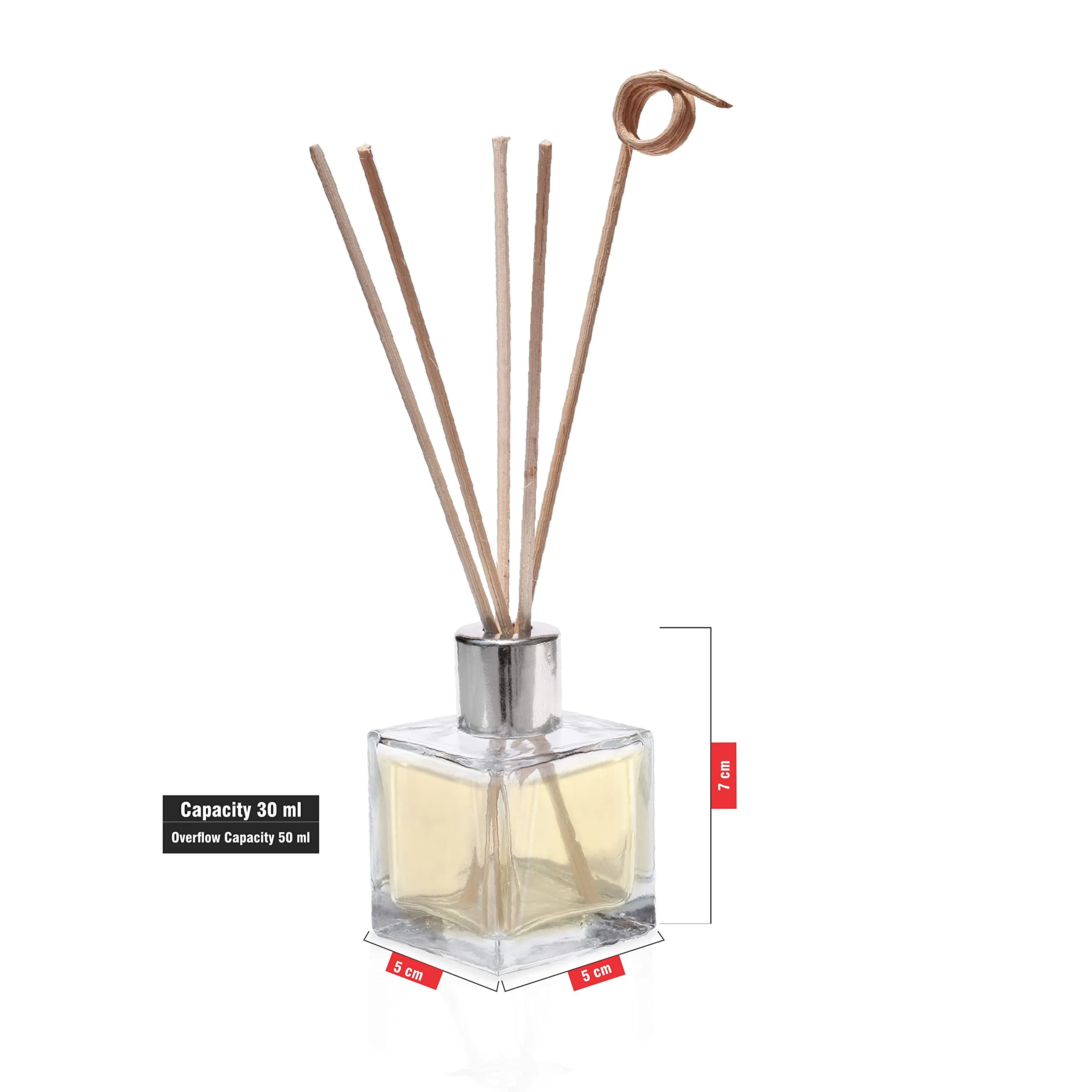 Pure Source India Glass Decorative Reed Diffuser Bottle/Glass Vase, 30 ML Squire Coming with 6 Pcs Sticks