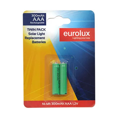 Rechargeable AAA Batteries for Solar Light NiMH 1.2V 300mAh Twin Pack